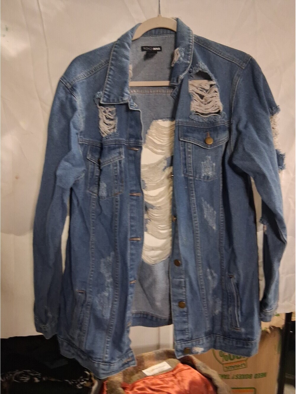 FASHION NOVA WOMENS OVERSIZED DENIM JACKET, Size XL Hip Hop Grunge Festival K2